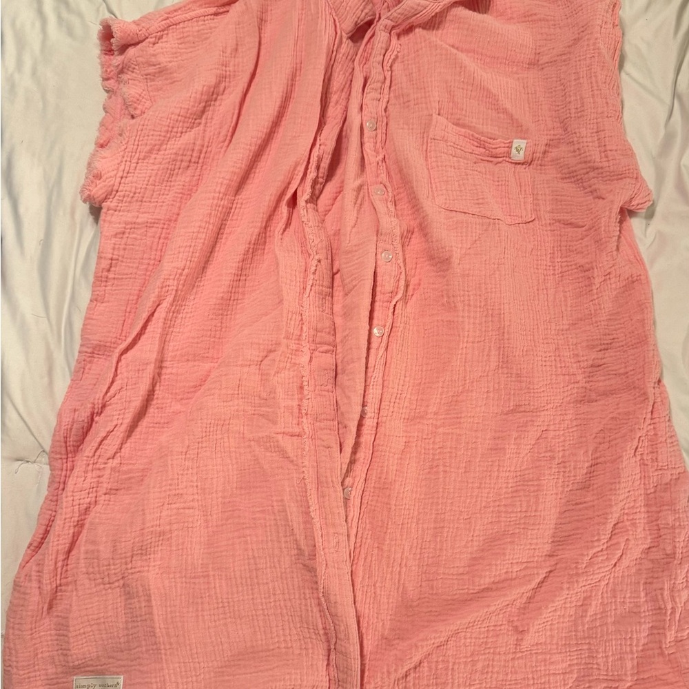 Simply Southern Gauze Swimsuit Coverup -Pink